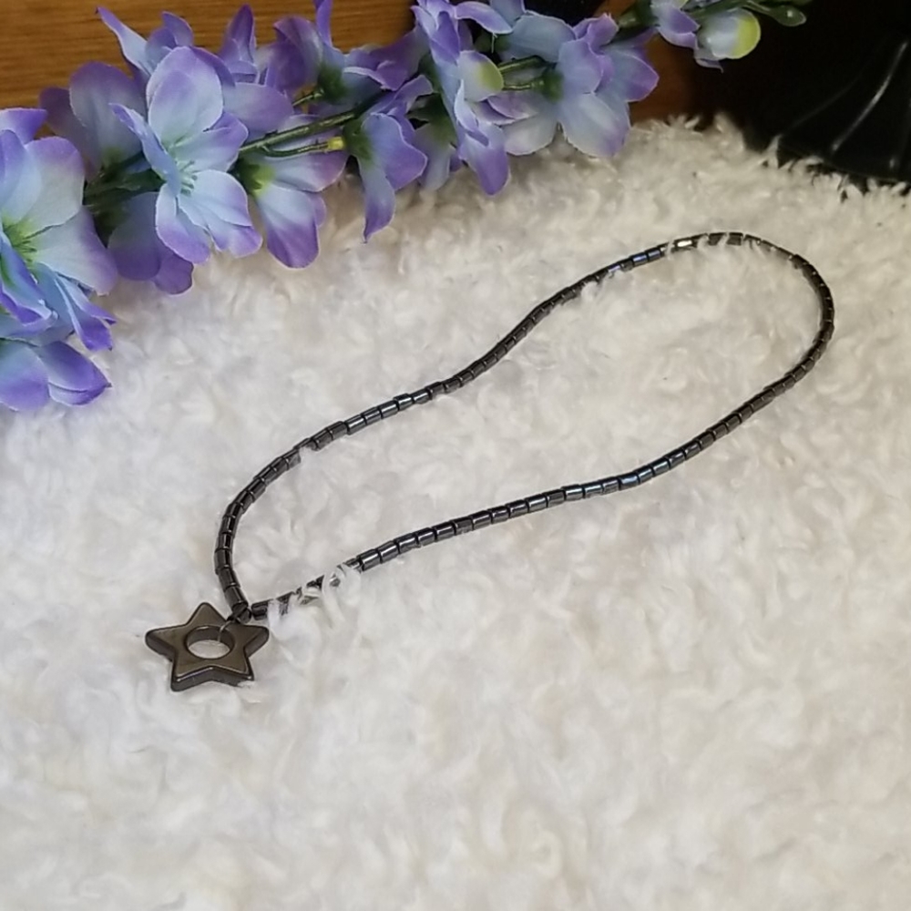 Handmade Black Beads With Heart Pendant Necklace